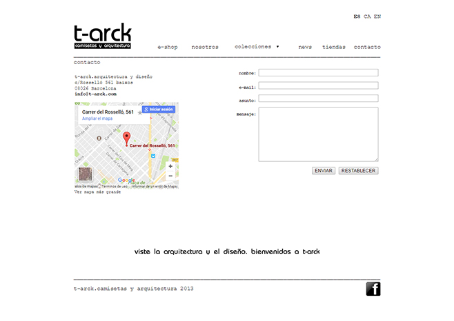 diseño web t-arck camisetas y arquitectura: contacto